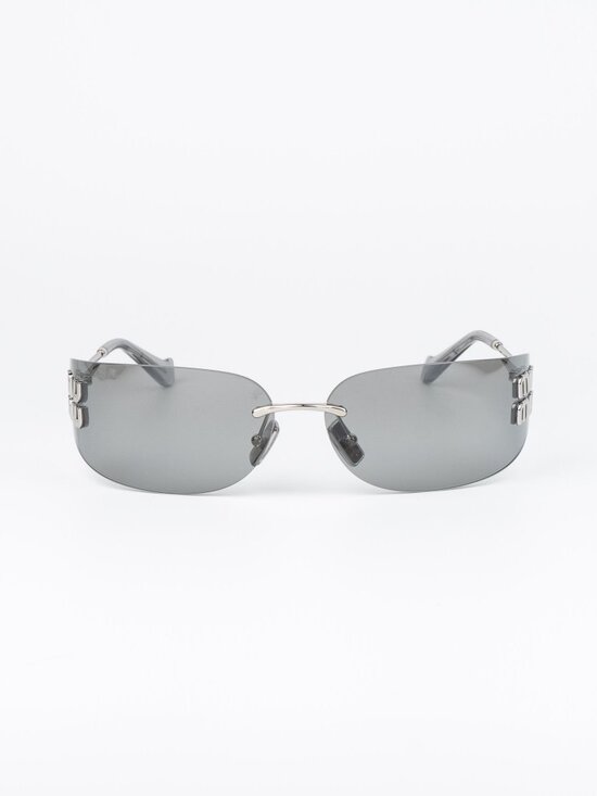 Miu Miu Women Sunglasses Silver Mirror Gradient Rectangle Rimless MUA51S 1BC10Y main image 8
